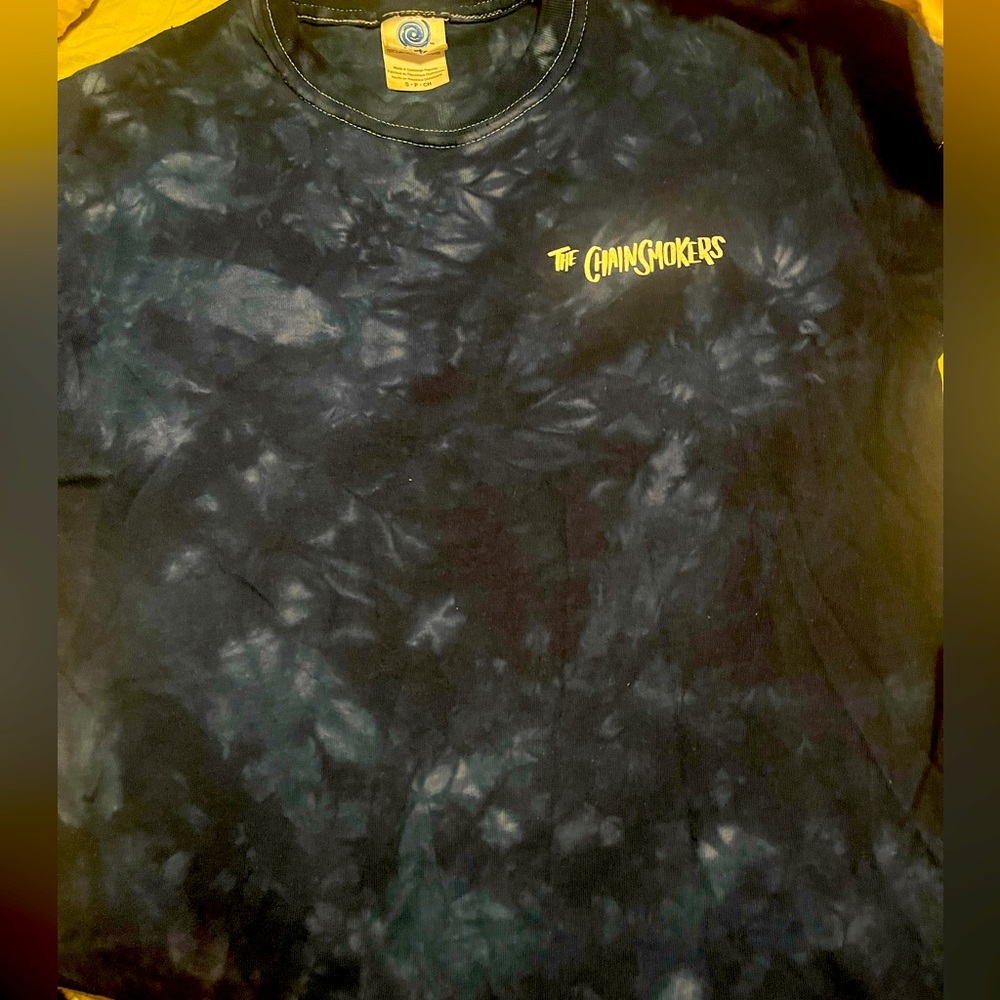 The Chainsmokers World War Joy T-shirt Small, Tie Dye Blue